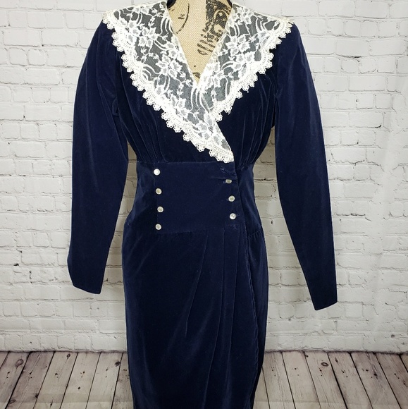 Vintage Blue Suede Dress - Picture 3 of 3